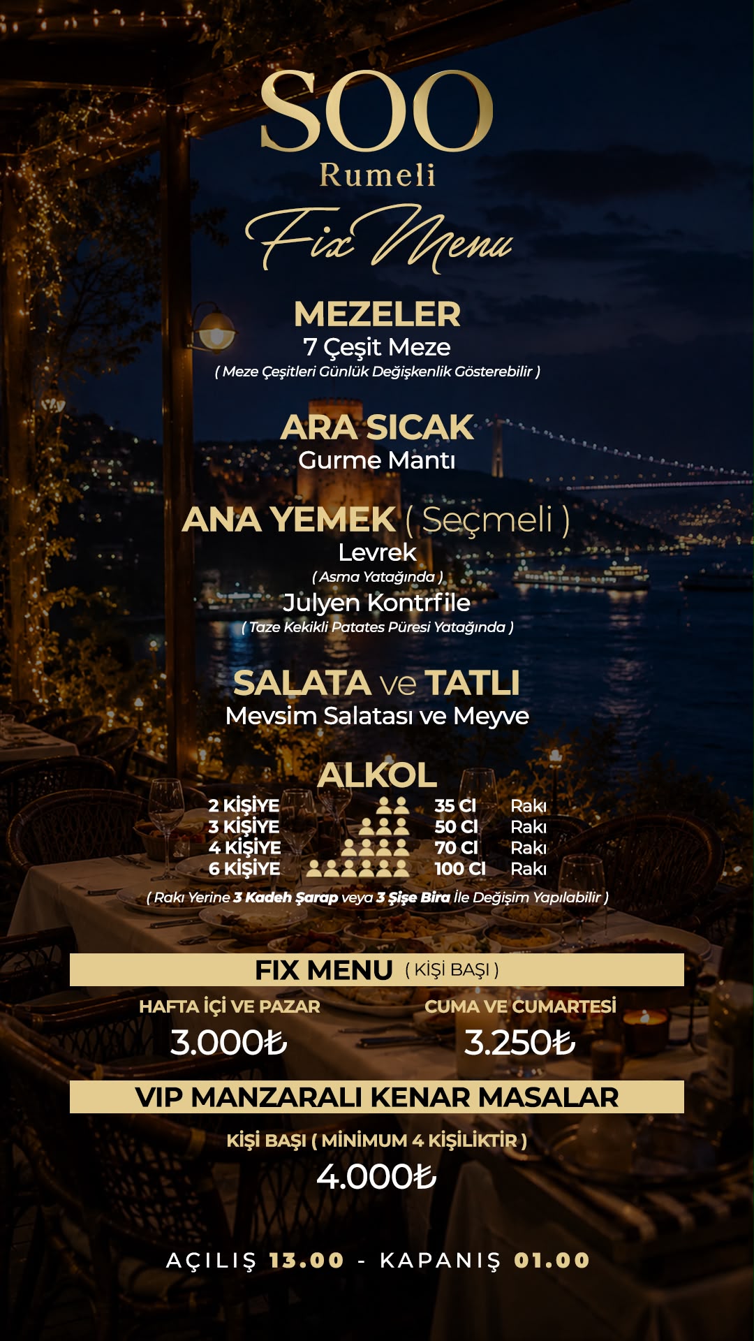 Rumeli Hisarı Meyhane menü ön izleme görseli